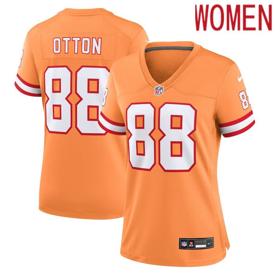 Women Tampa Bay Buccaneers #88 Cade Otton Nike Orange Throwback Game NFL Jersey